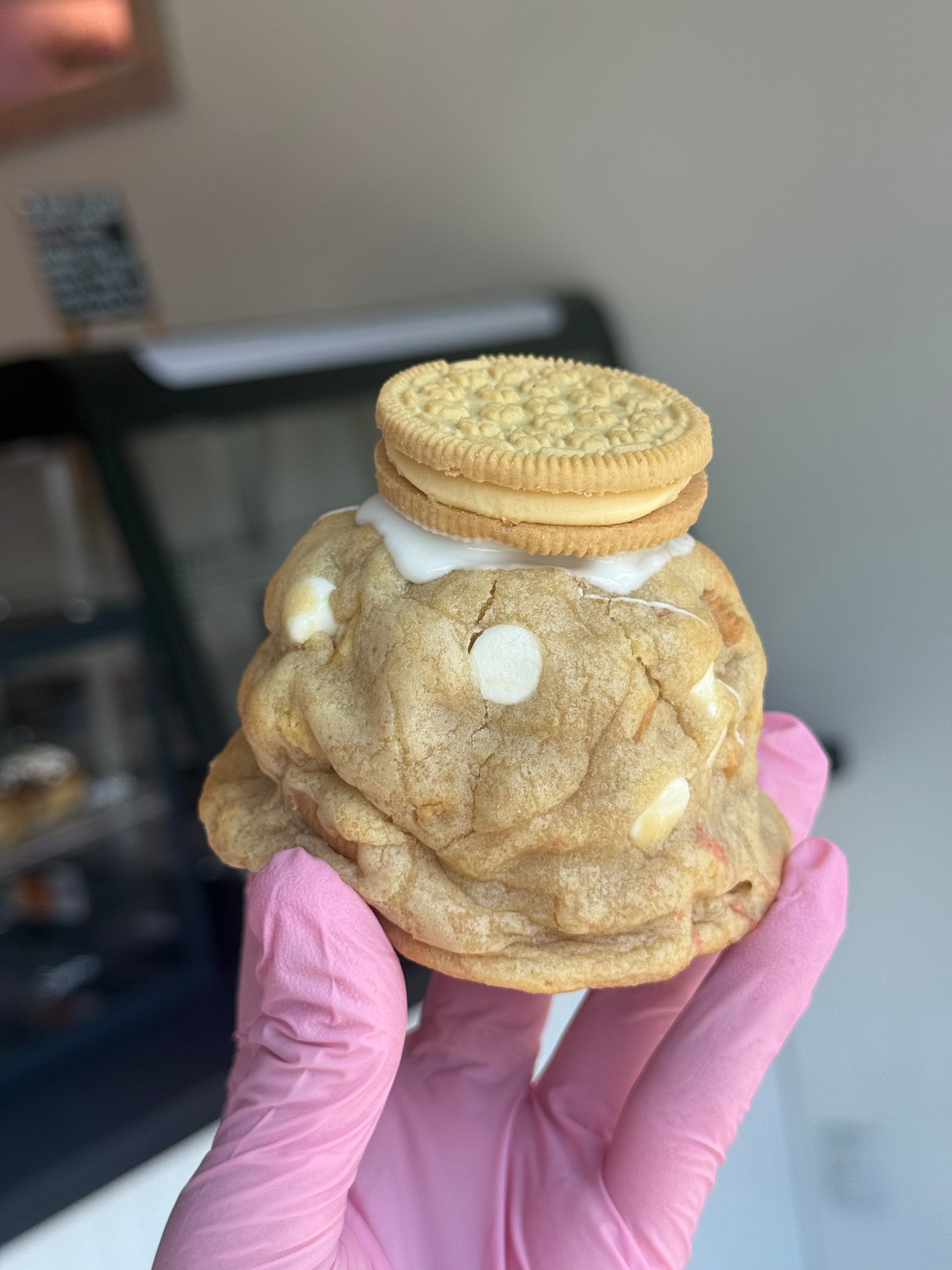 Lemon strawberry cake pop stuffed cookie