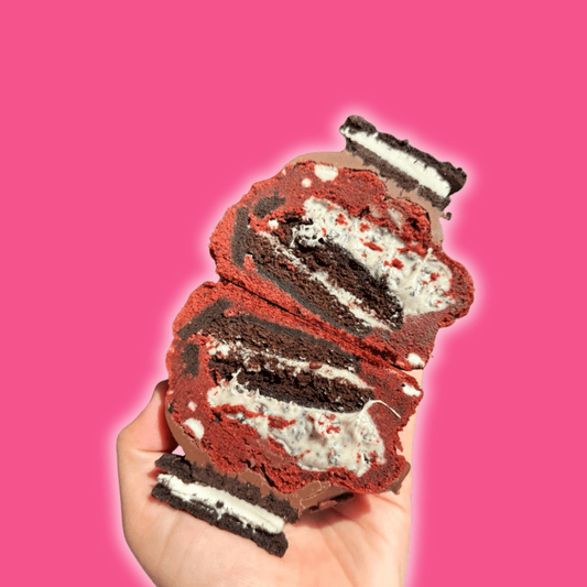 Red Velvet Oreo Stuffed Cookie - Crushin' on Cookies