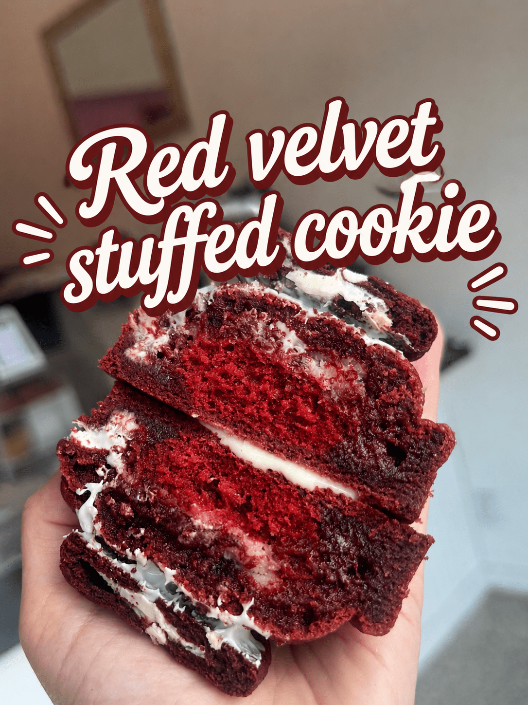 Red velvet stuffed cookie - Crushin' on Cookies