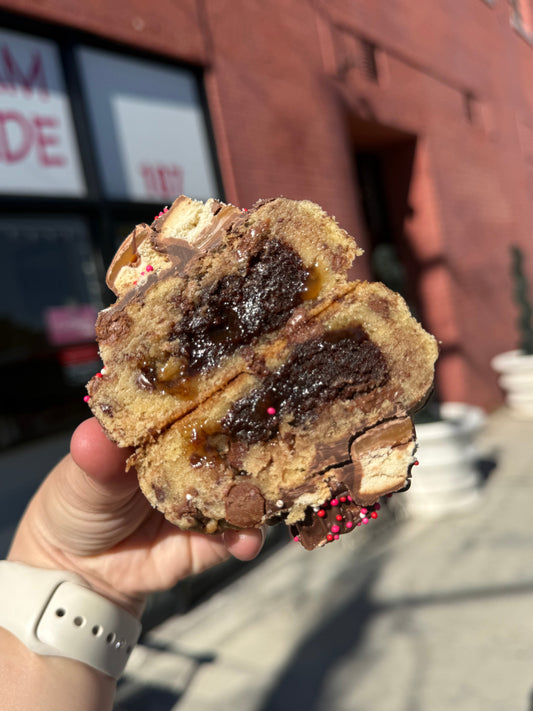 Ultimate Brownie Caramel Stuffed Cookie: The Brownie Bomb - Crushin' on Cookies